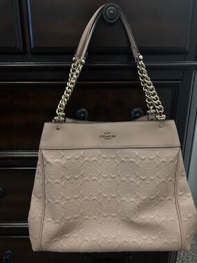 Coach Pink Signature Chain-Handle Shoulder Bag